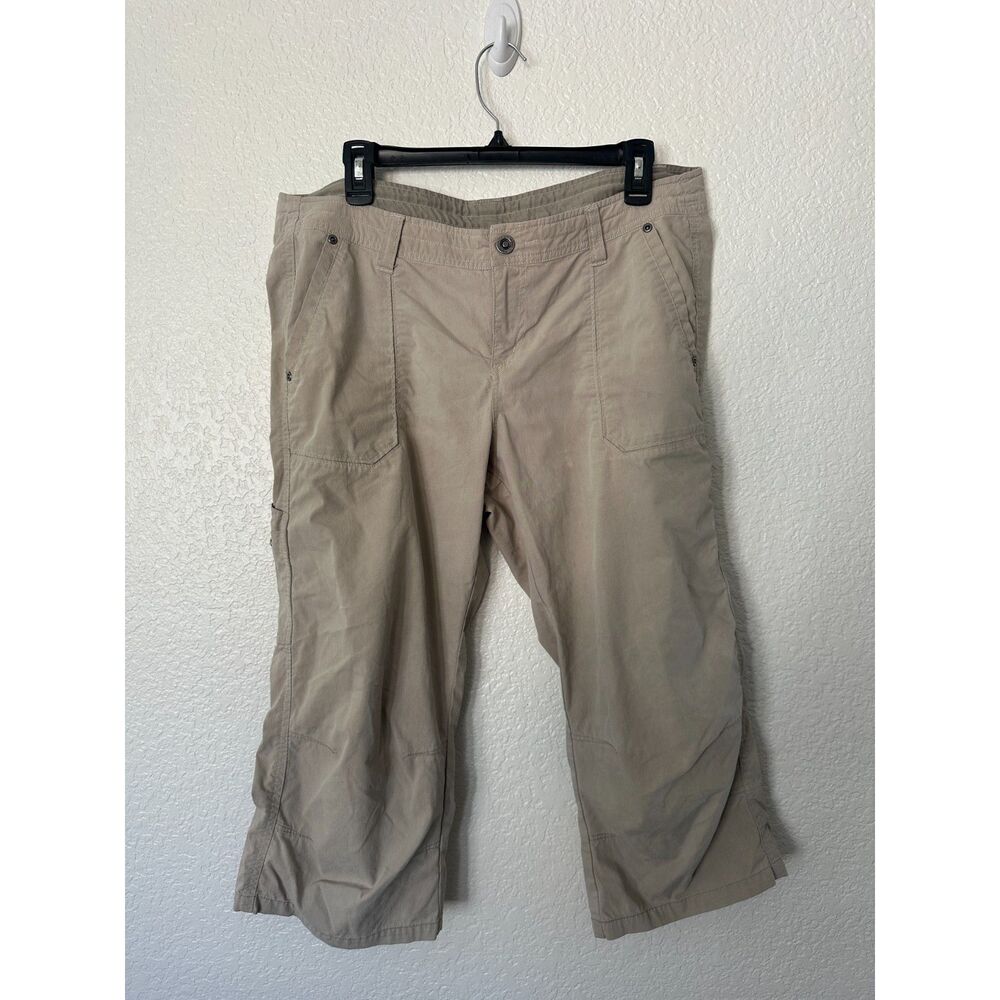 Kuhl Free Range Capri Pants Womens 14 Tan Cargo Pockets Hiking